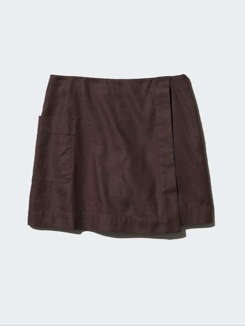 Uniqlo Skirt Shorts Womens Sz S Brown Chocolate Linen Blend Stretch Comfortable
